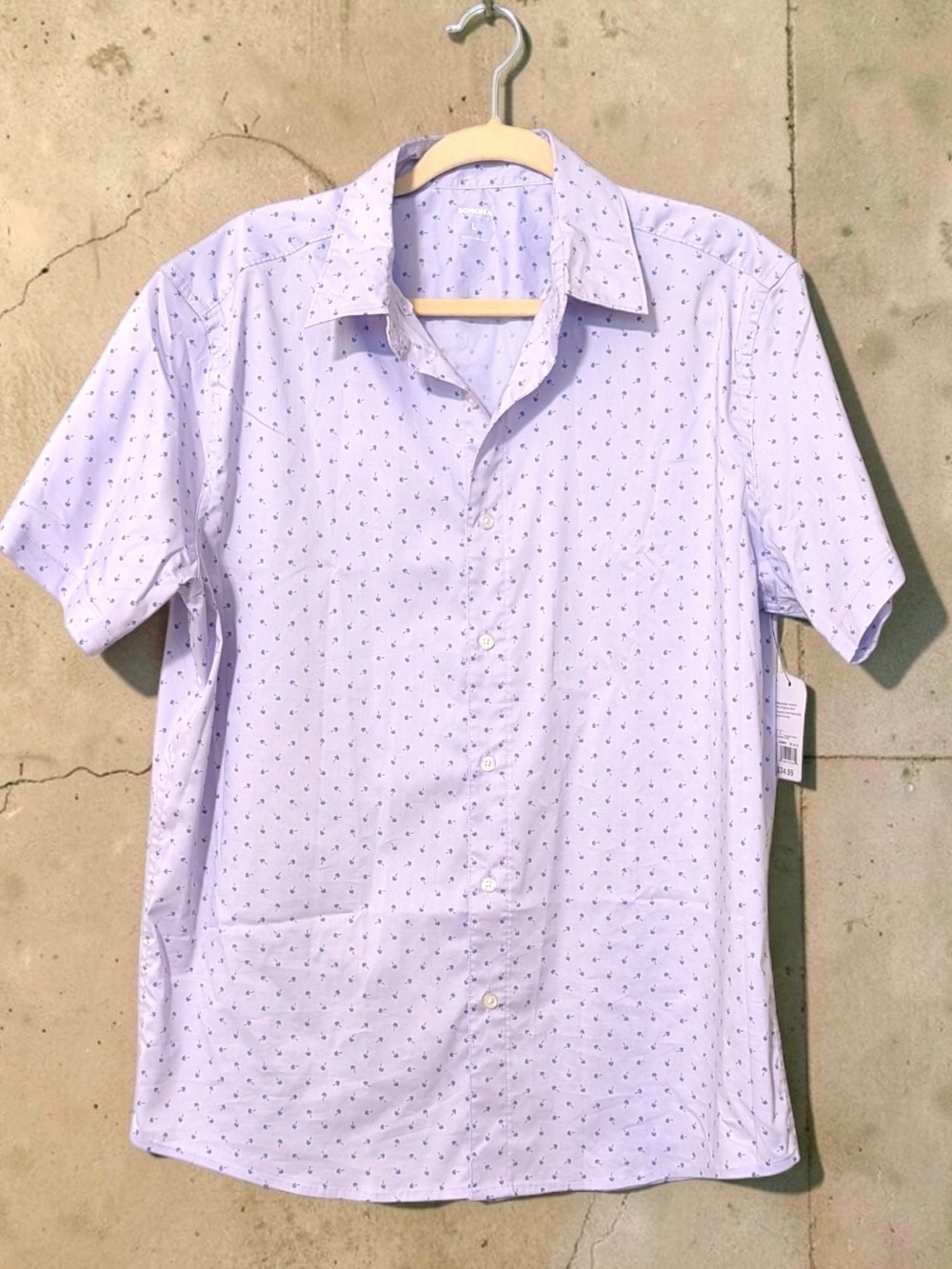 Men's Light Purple Short Sleeve Button Up Shirt